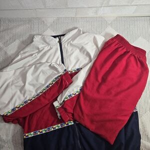 Vintage 90s Teddi 2 Piece Set Jacket Pants Red White & Blue Flag Nautical Sz.1X
